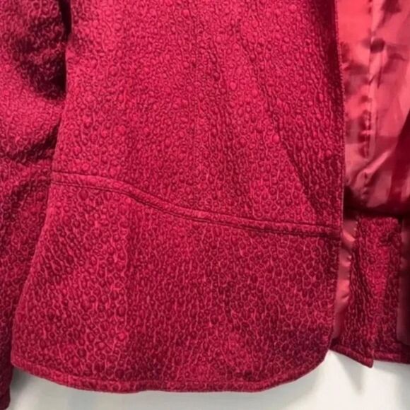 Chico's Dark Red Peplum Style Jacket - Textured Fabric, Size 1 (Small) - EUC - Picture 5 of 14